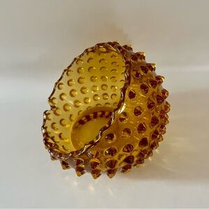 Fenton, Vintage, Hobnail Amber Glass Ball Orb Ashtray Half  Dome Dish, Rare